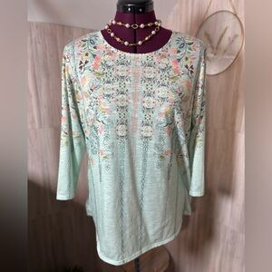 Christopher & Banks Floral Print Blouse - Mint Green